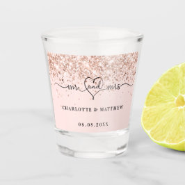 Copo De Shot Recém-casados sr sra rosa dourado casamento
