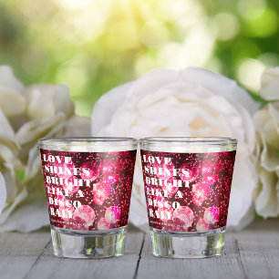 Copo De Shot Recém-Casamento de Retros Rosa Chic