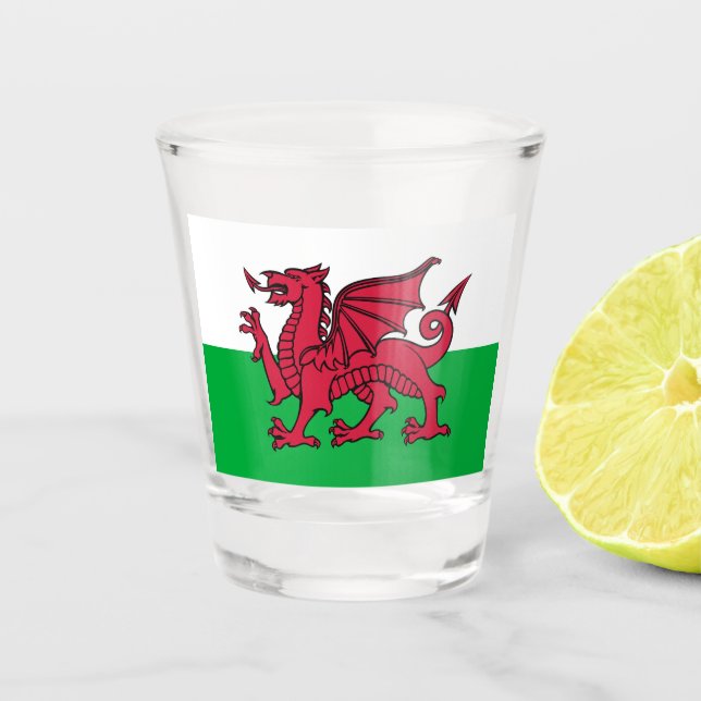 Copo De Shot Red Dragon Celtic Flag & Welsh (Frente)