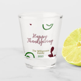 Copo De Shot Red green happy Thanksgiving floral leaf fall