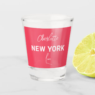 Copo De Shot Red Modern Minimalist New York Custom Name