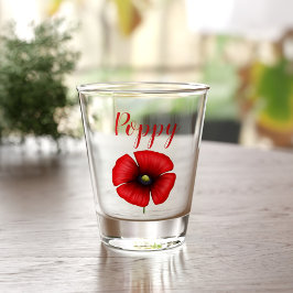 Copo De Shot Red Poppy August Birth Flower Shot Glass