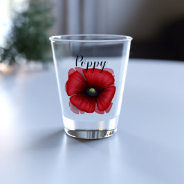 Copo De Shot Red Poppy Flower Art Personalizado