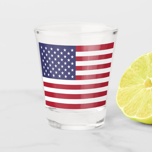 Copo De Shot Red White e Blue Patriotic American Flag (Frente)