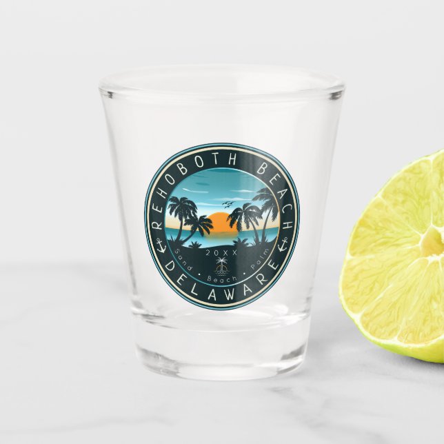 Copo De Shot Rehoboth Beach Delaware Sunset Retro Souvenir 80s (Frente)