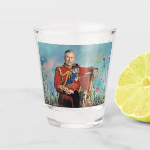 Copo De Shot Rei Carlos III com Flores de primavera