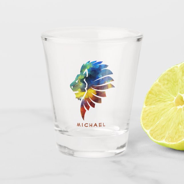 Copo De Shot Rei da selva, nome de aquarela monograma (Frente)