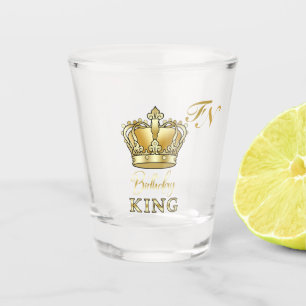 Copo De Shot Rei de Aniversário Coroa Real Dourada Monograma Lu