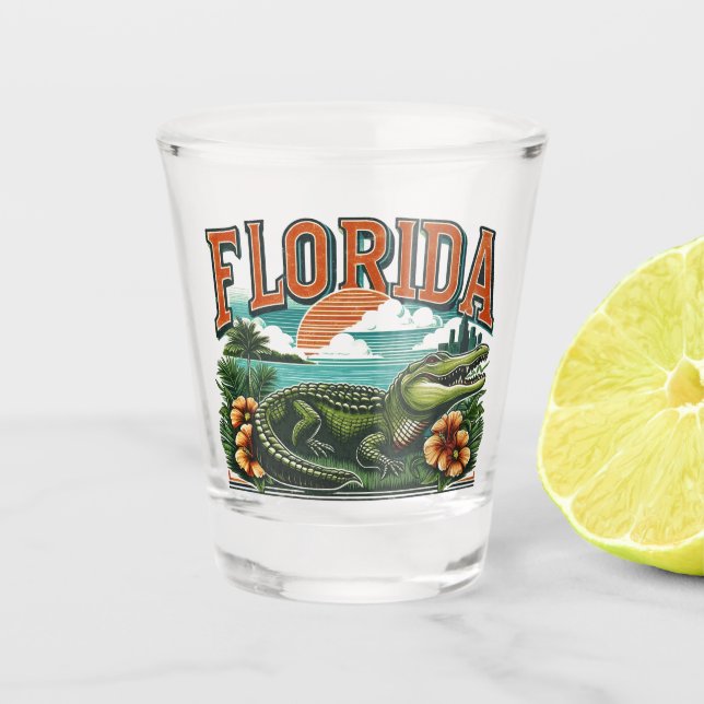 Copo De Shot Retro Florida Alligator (Frente)