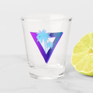 COPO DE SHOT RETROWAVE SYNTHWAVE PALM TREES TRIANGLE SHOT GLASS