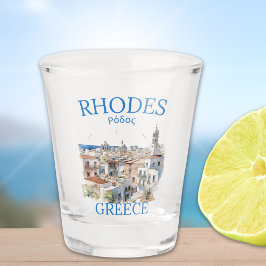 Copo De Shot Rhodes Greece Watercolor – Greek Island Souvenir