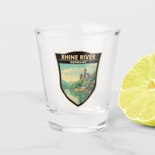 Copo De Shot Rio Reno Alemanha Seção Viagem Art Vintage