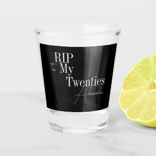 Copo De Shot RIP de aniversário de 30 anos de 20s preto e branc