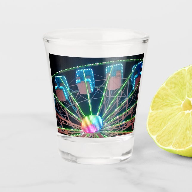 Copo De Shot Roda-férris azul e verde (Frente)