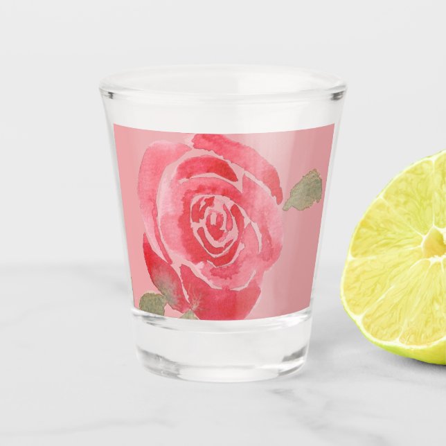 Copo De Shot Rosa de Aquarela (Frente)