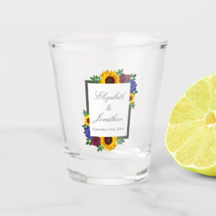 Copo De Shot Rosa Girassol Floral Casamento