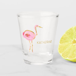 Copo De Shot Rosa tropical e Flamingo Dourado personalizado
