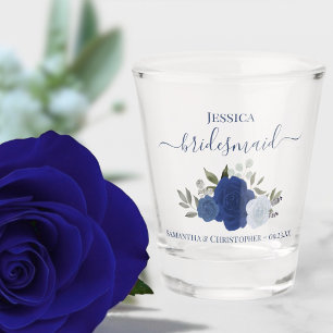 Copo De Shot Rosas Boho Azuis Elegantes Noivas Casamento