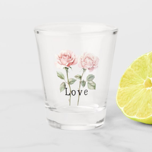 Copo De Shot Rosas Rosas Florais Amor (Frente)