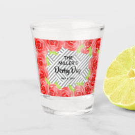 Copo De Shot Rosas vermelhas Black White Strips Derby Day