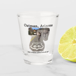 Copo De Shot Rota 66 Burros De Arizona De Oatman No Vidro Da Ru