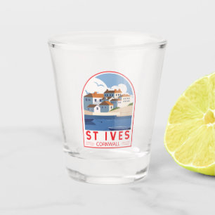 Copo De Shot Rua Ives Cornwall England Retro Viagem Art Vintage