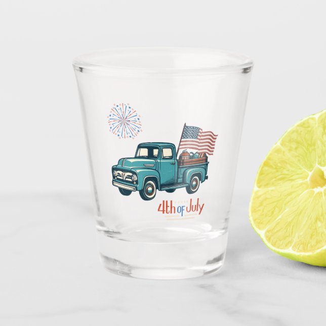 Copo De Shot Rustic/vintage 4 de julho (Frente)