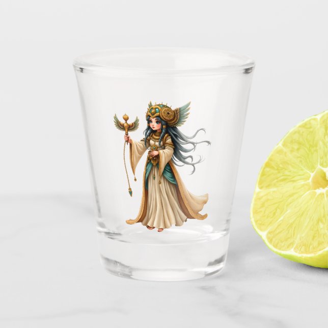 Copo De Shot Sacerdotisa Celestial da Pirâmide Dourada. (Frente)