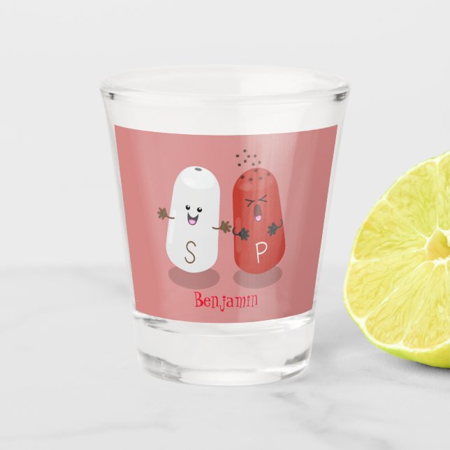 Copo De Shot Sal kawaii e cartografia dos pimentões (Frente)