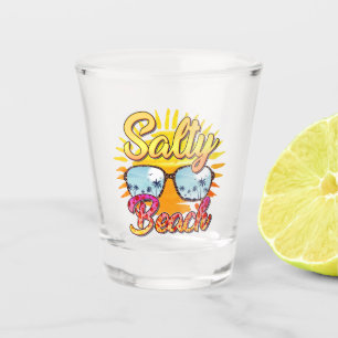 Copo De Shot Salty Beach Sol Tropical e Árvore Palm