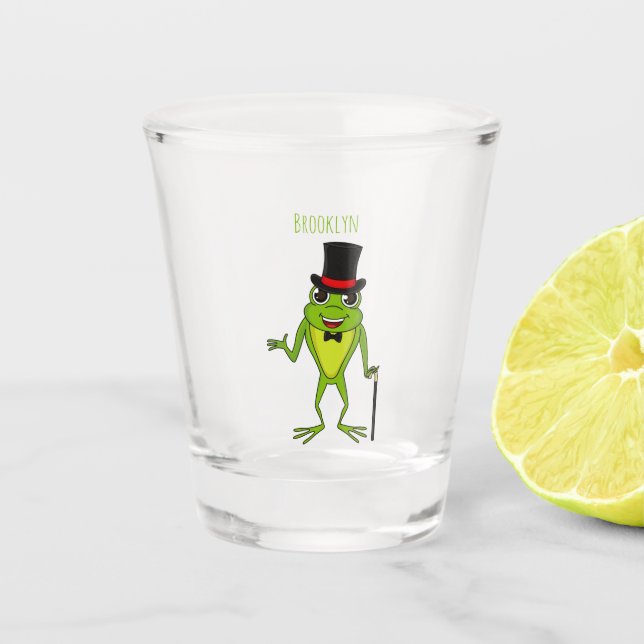 Copo De Shot Sapo engraçado com um desenho de chapéu superior (Frente)