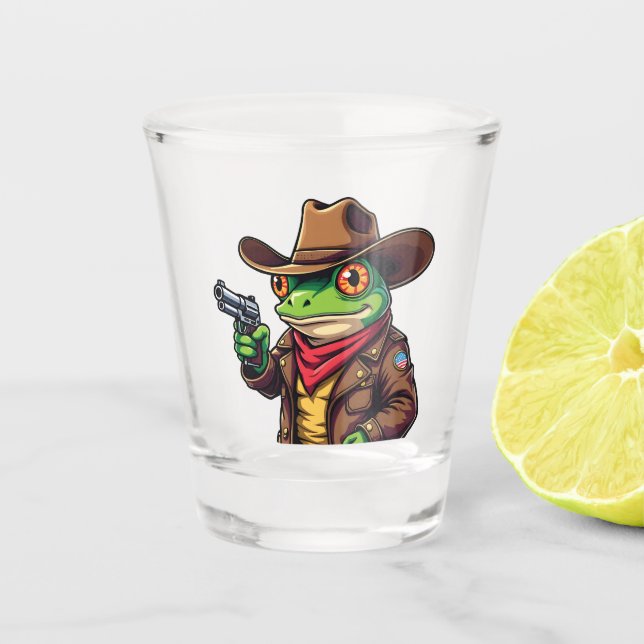 Copo De Shot Sapo Ocidental do Cowboy engraçado Kawaii (Frente)