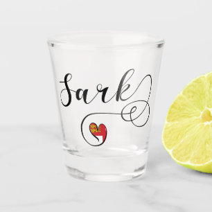Copo De Shot Sark Flag Heart, Ilhas do Canal