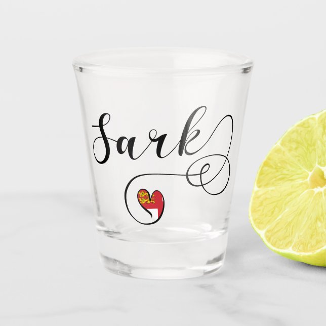 Copo De Shot Sark Flag Heart, Ilhas do Canal (Frente)