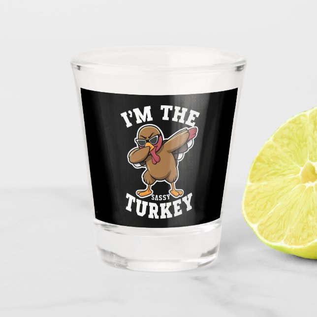 Copo De Shot Sassy Turkey Matching Family Graças Party (Frente)
