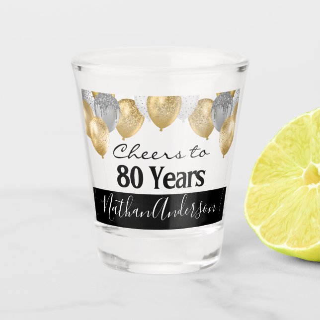Copo De Shot Saúde aos 80 anos de Aniversário Personalizado (Frente)