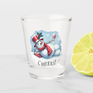 Copo De Shot Saúde Snowman Bebendo Wine