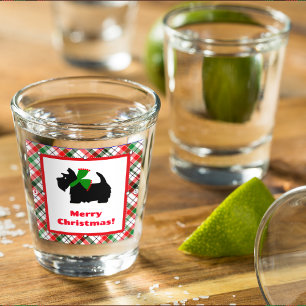 Copo De Shot Scotty Dog e Tartan Christmas