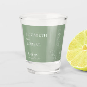 Copo De Shot Script de Casamento Floral de Sage Simples Elegant