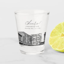 Seattle Photo Wedding Favor Cheers Shot Glass