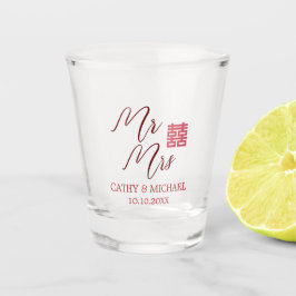 Copo De Shot Senhor e Senhora de casamento simples vermelho e m