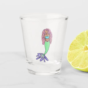 Copo De Shot sereia arco-íris rosa azul roxo verde preto encara