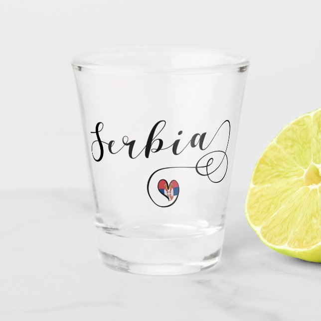 Copo De Shot Sérvia Flag Heart, República Srbija (Frente)