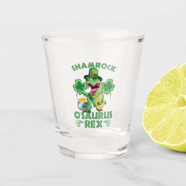Copo De Shot Shamrock O'saurus Rex | Rua. Dia de Patrick (Frente)