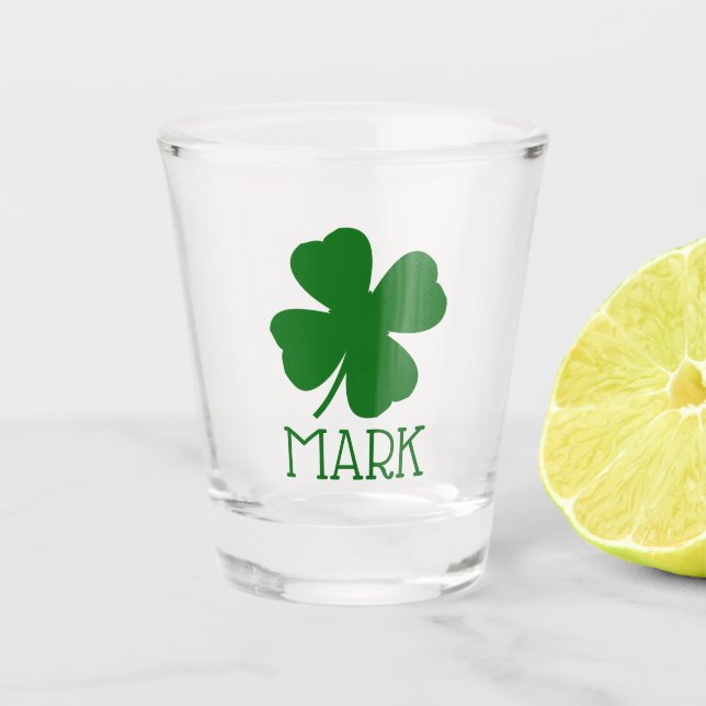 Copo De Shot Shamrock Personalizado Folha Simples Verde (Frente)