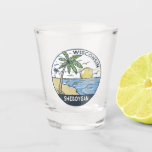 Copo De Shot Sheboygan Wisconsin Vintage<br><div class="desc">Sheboygan desenhou a ilustração com palmeiras e ondas ao fundo. Perfeito para quem ama visitar Sheboygan.</div>