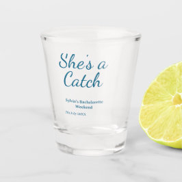 Copo De Shot She's a catch bachelorette weekend name blue date 