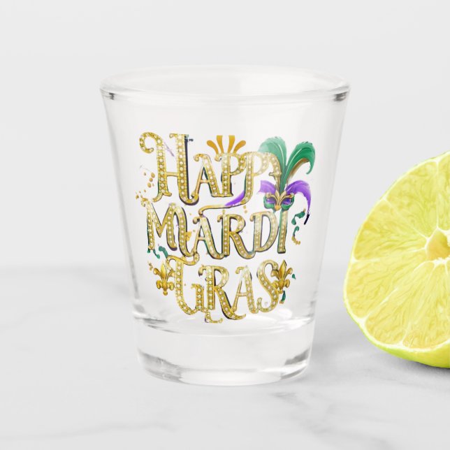 Copo De Shot Shotglass "Happy Mardi Gras" (Frente)