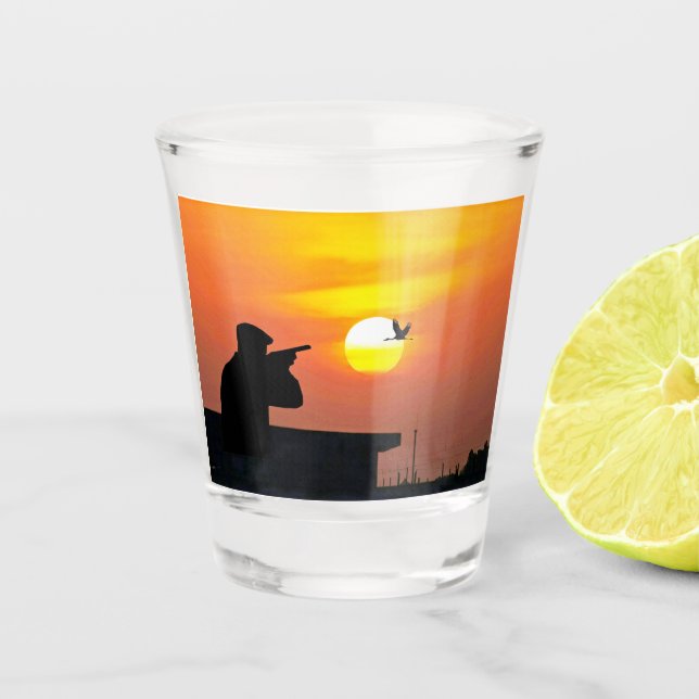 Copo De Shot Silhouette e Bird Sunset (Frente)