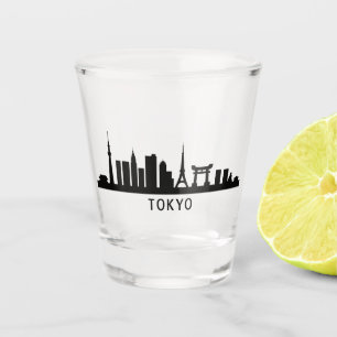 Copo De Shot Silhueta da Paisagem Urbana do Japão Silhueta do